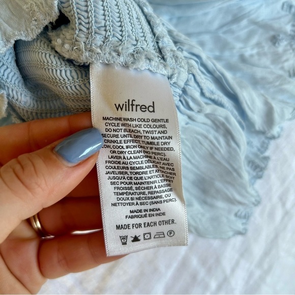 Aritzia Wilfred La Boheme Blue Babydoll Crop Top, Flowy Spaghetti Straps, Size M - Picture 7 of 7